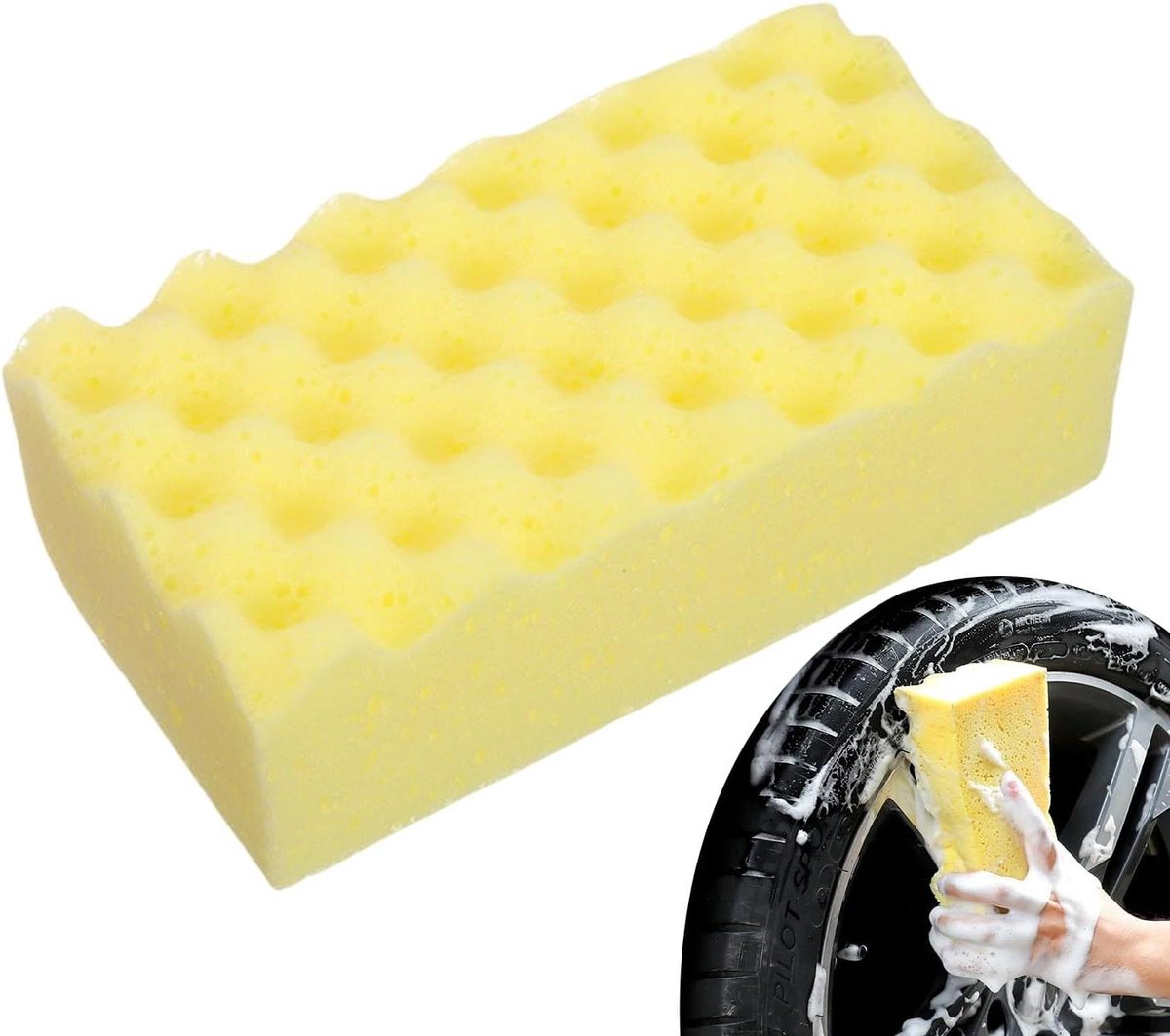 Autowasspons - Schuimspons Wielreiniger - Auto Wassen - Extra Dik Schuim - 17.5x11x7cm - Meerkleurig