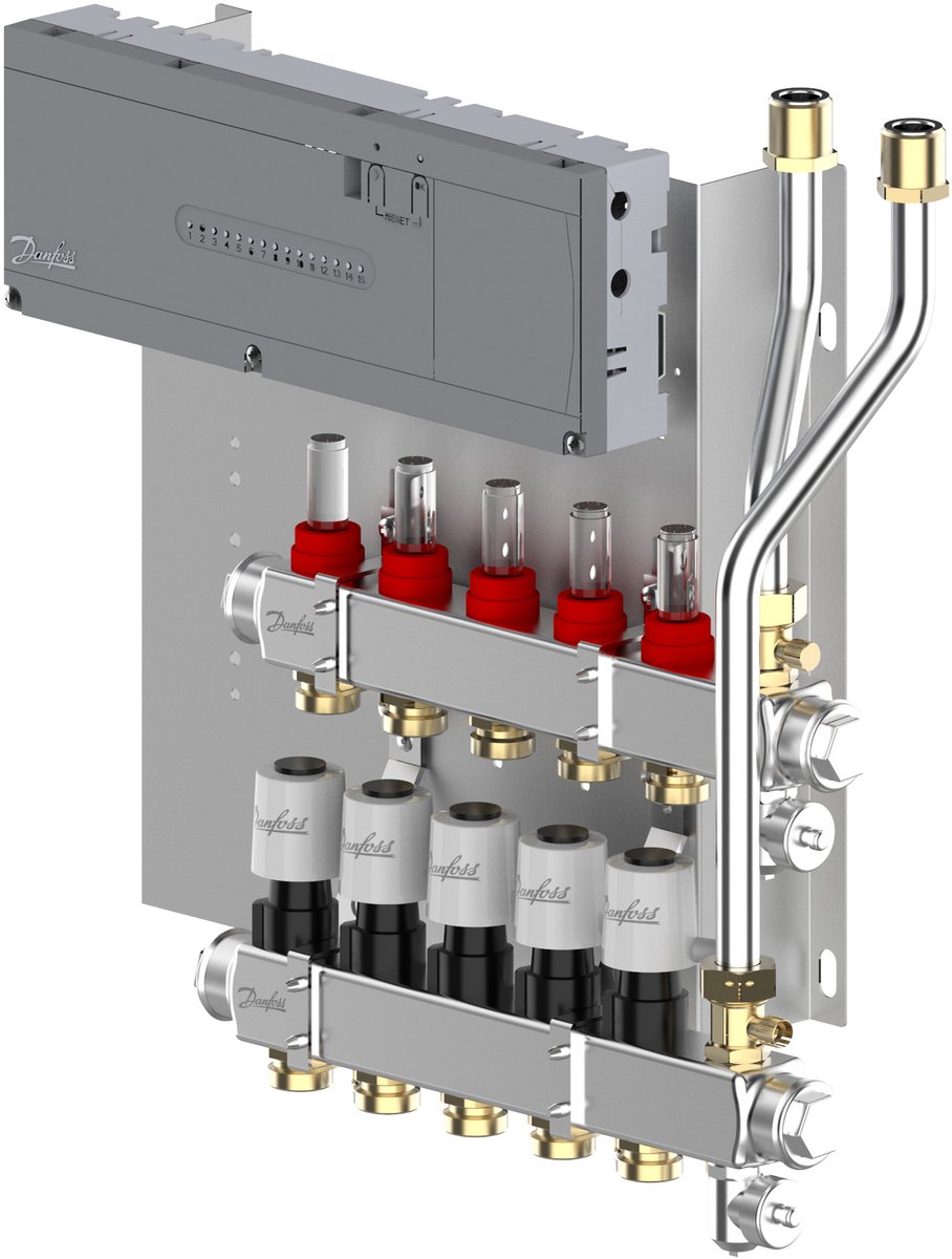 Danfoss Verwarmingscircuitverdeler Typ SGCi - 5 HK u. Icon2 Hoofdregelaar, TWA-A 230V, 145H1945