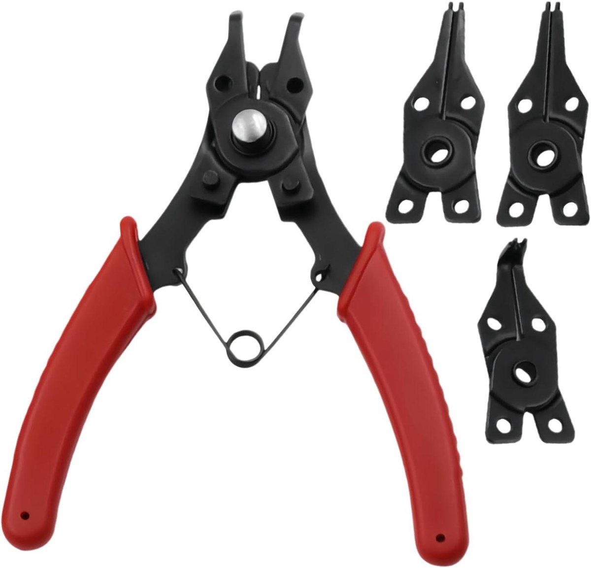 Borgveertang Set - Veerringtang Gereedschap - Mechanische Reparatie - 4-in-1 Ontwerp - 14 cm Lengte - Rood