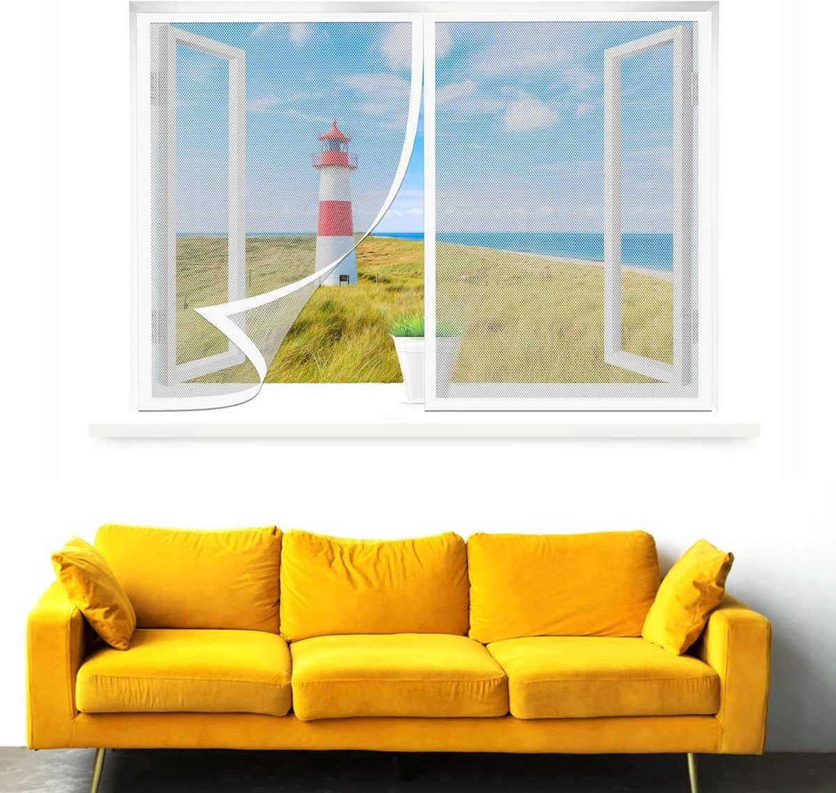 Horren voor raam - Insectenhor raam - Insecten buiten houden - Magnetische bevestiging - 50 x 200 cm - Wit