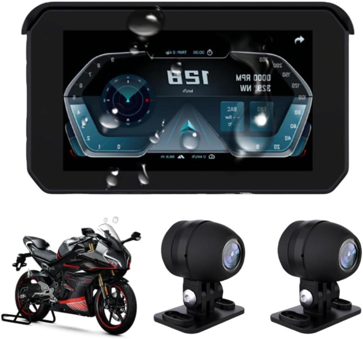 Auto GPS Scherm - Navigatie Monitor - Motor Navigatie - 1080P HD IPS Touchscreen - 5 inch - Zwart