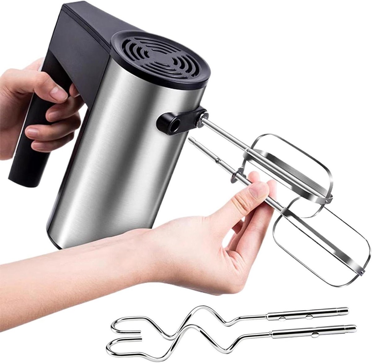 Handmixer - Keukenmixer - Beslag Maken - Roestvrij Staal - 5 Snelheden - Zwart