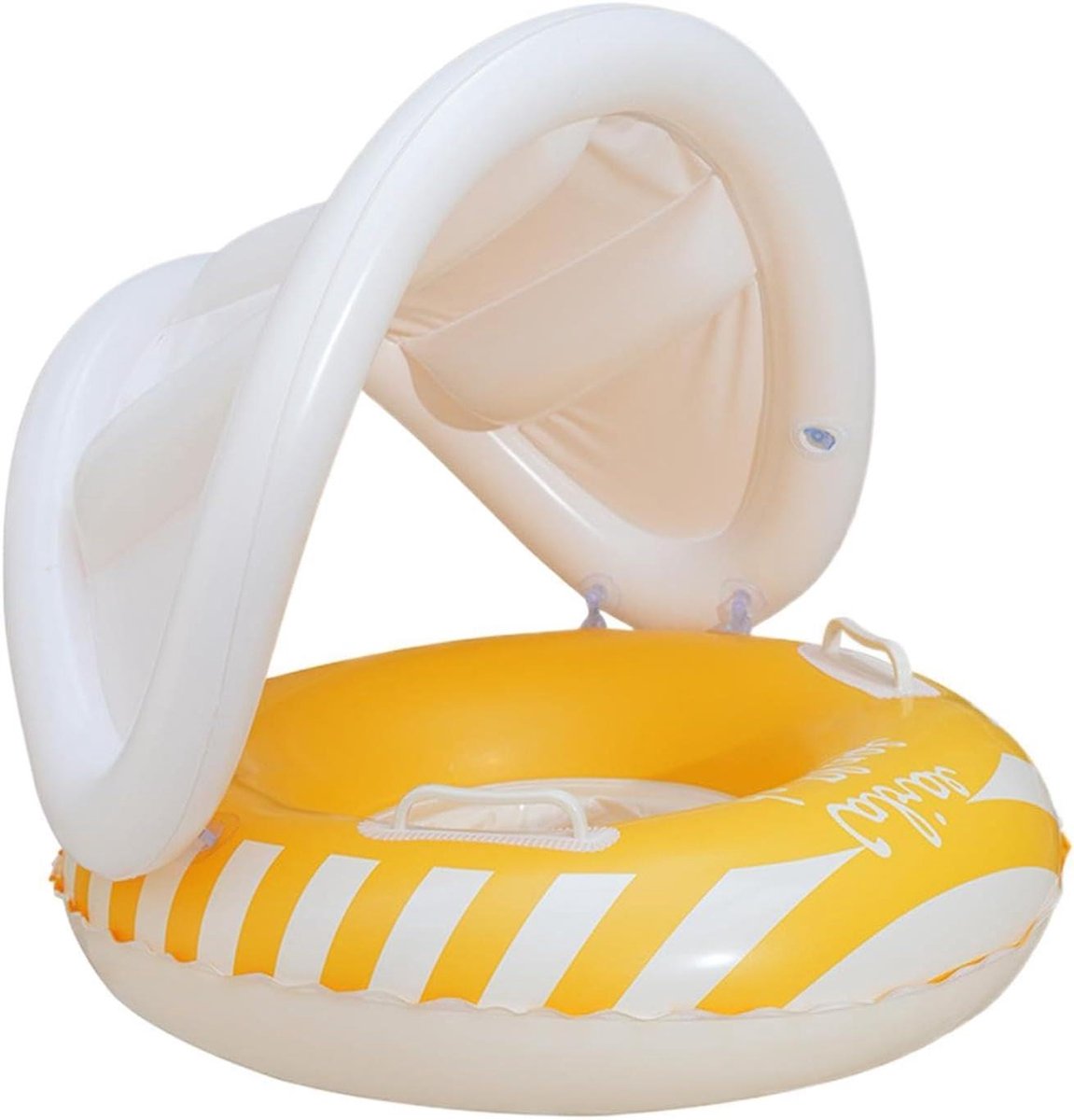 Kinderzwemband Zitje - Opblaasbare Zwemring - Waterpret Bescherming - Met Afneembare Zonnekap - 55x52 cm - Geel
