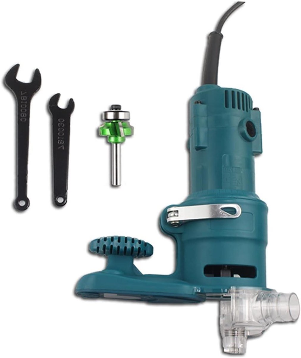 Elektrische Trimmer - Houtfrees Rand Snijder - Houtbewerking Afwerking - Stofopvangend Systeem - 6.35mm Spantang - Grijs