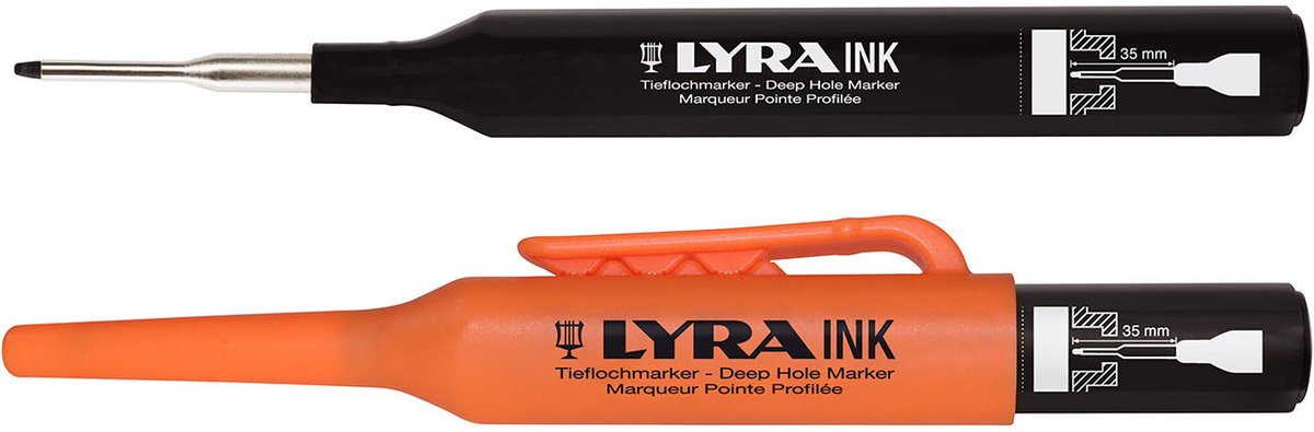 Lyra Merkstift Voor Diepe Gaten - Zwart Met Houder - 1 Stuks