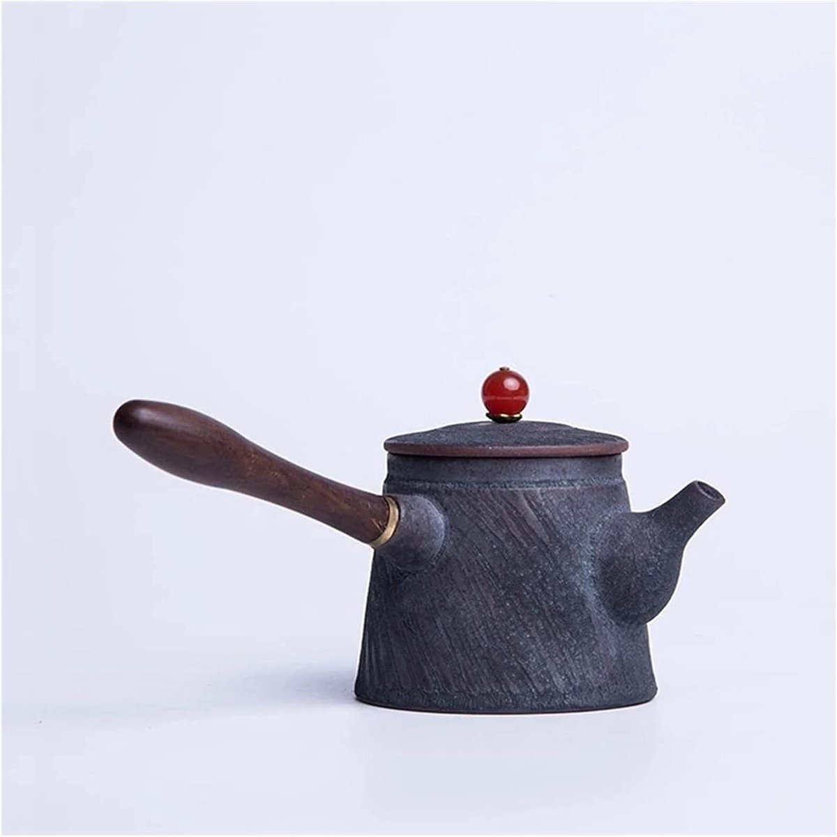 Aardewerk Theepot - Zijhandvat Ketel - Thee Zetten - Handgemaakt Grof Aardewerk - 230ml Ca