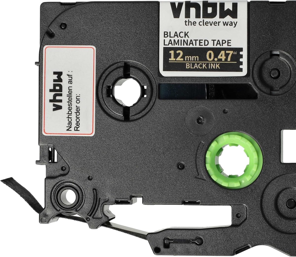 vhbw 1x Label Tape Textile Compatible with Brother PT 2400ECC, 2410, 2420, 2400, 2420PC, 2400E Label Printer 12mm, Gold on Black thumbnail 2