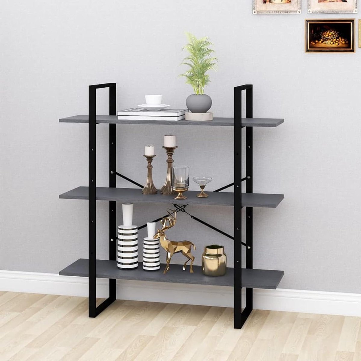 Boekenkast - Opbergkast Industrieel - Decoratie Opbergen - Massief Hout Metaal - 100 x 30