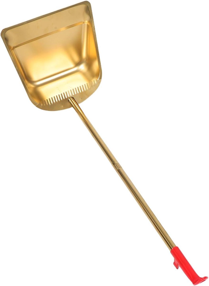 Stoffer en blik - Vuilnisschep - Efficiënt schoonmaken - Brede schepmond - 82 cm lang - Goud