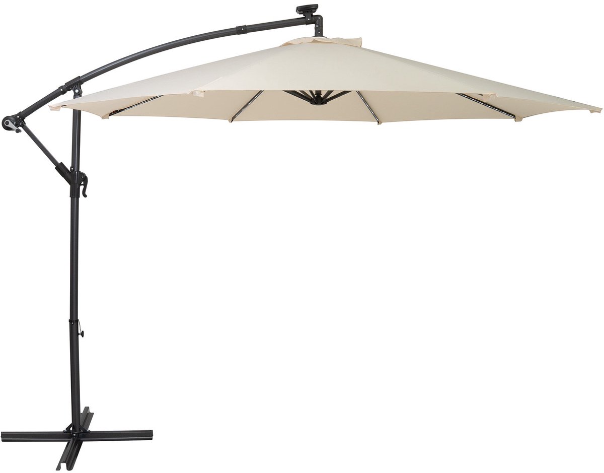 LED Zweefparasol 3 m - crème - hangparasol met verlichting voor tuin en terras