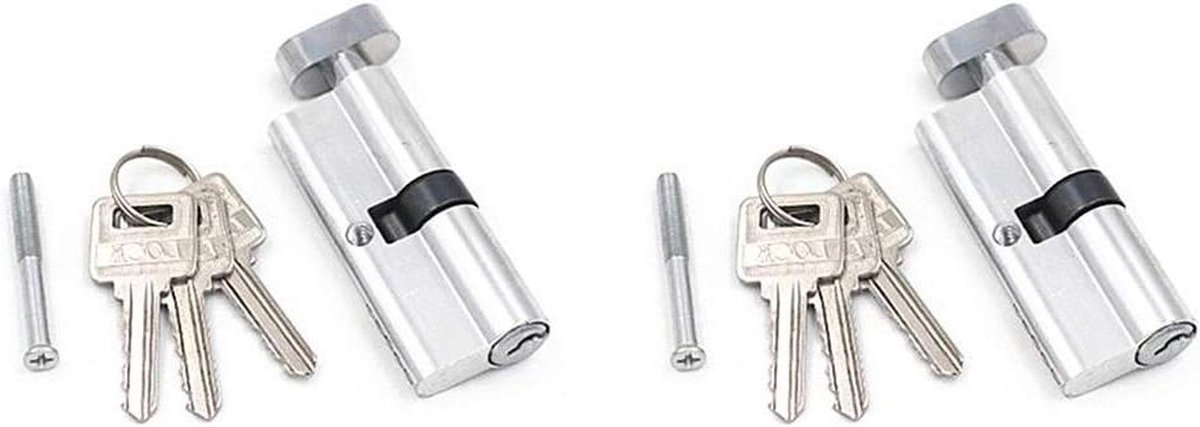 Cilinder Deursloten - Duimdraai Sloten - Veilige Toegang - Anti Boor Pick - 70x29mm - Zilver