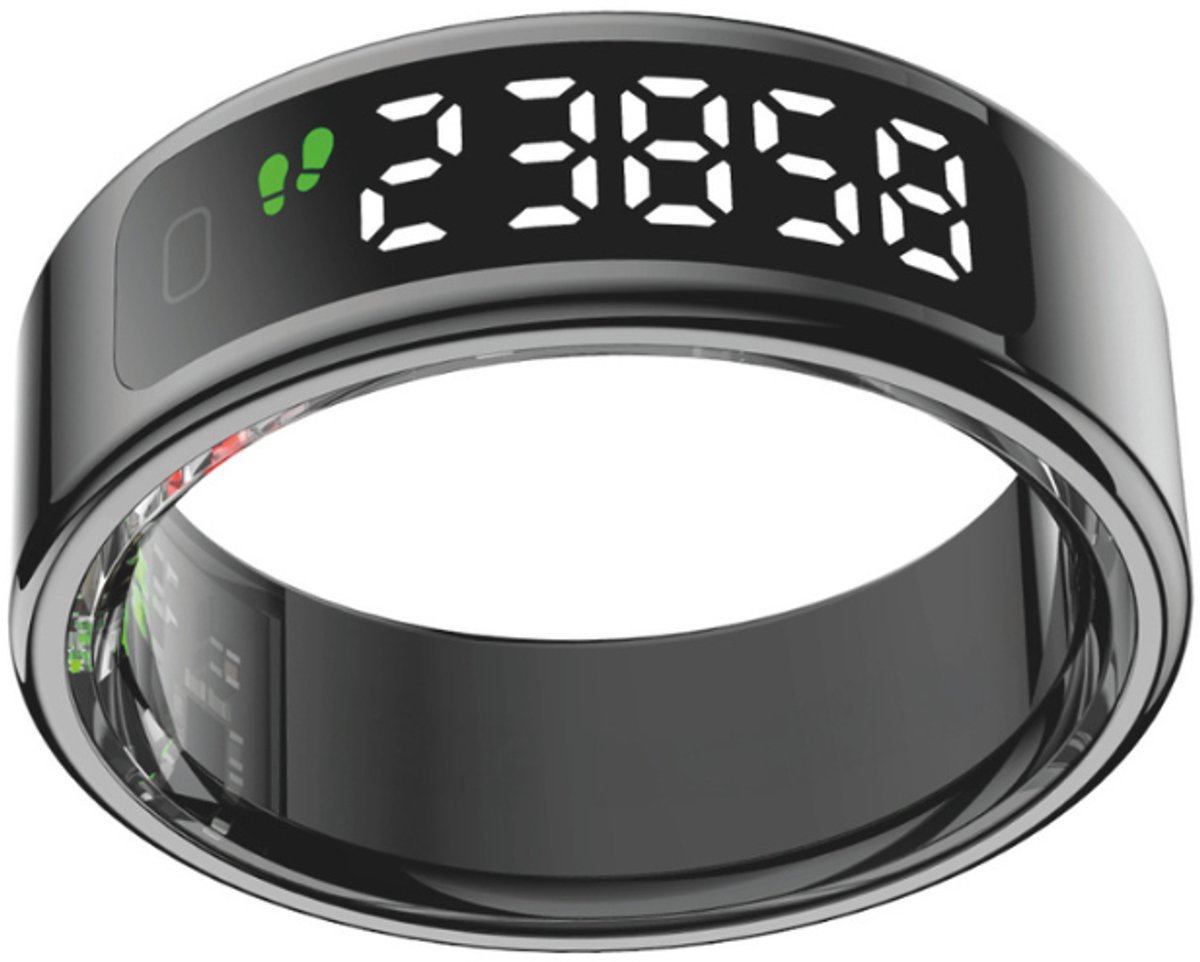NOLATR Vue, Slimme Ring met Stappenteller, Activiteitstracker & Hartslagmeter – met Touch functie - Zonder Abonnement & Nederlandse App – Zwart – Maat 12