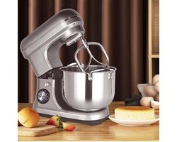 Staande Mixer - Keukenmachine Deegmaker - Bakken Brood Cake - 8 Snelheden - 10L Kom - Zilver