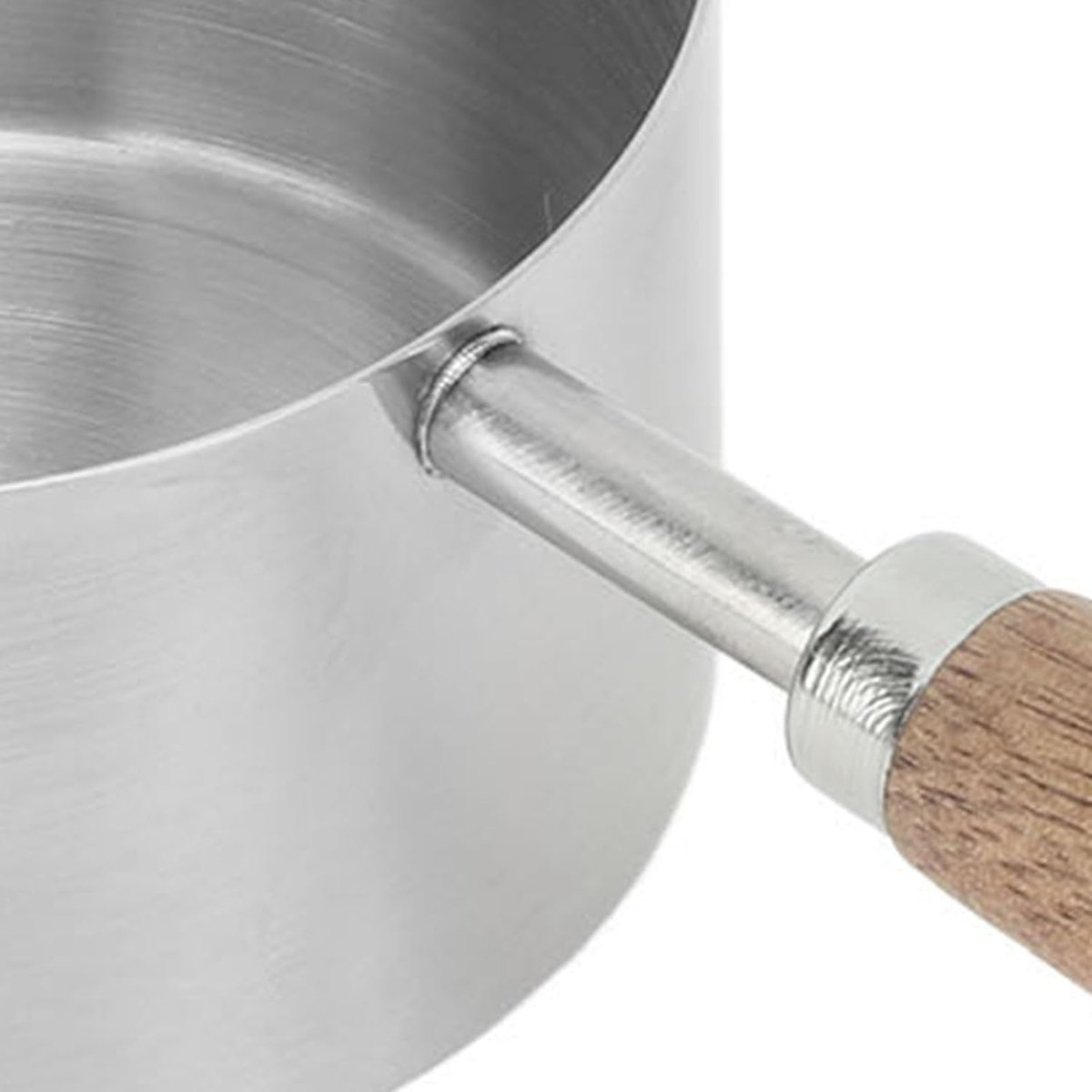 Mini Steelpan - Kleine Kookpot - Snel Smelten - Walnoot Handvat - 200ml Capaciteit - Zilver