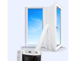 Afdichtstrip voor ramen van draagbare airconditioners – Winddicht doek voor airconditioners – Afvoerset voor draai-kiepramen van draagbare airconditioners – Waterdichte afdichting – Eenvoudige installatie – Wit – 560 cm