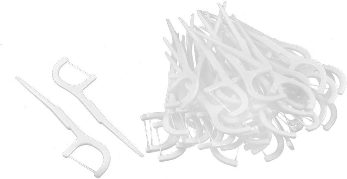 Tandenstokers - Flos Picks - Mondhygiëne - Verwijdert Tandplak - 50 Stuks - Wit