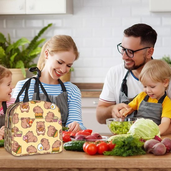 Capybar lunchtas, geïsoleerde lunchtas voor kinderen, herbruikbare lunchtas voor kinderen, waterdichte geïsoleerde lunchtas voor vrouwen, draagbare koeltas voor de lunch, geschikt voor werk, school en picknicks in de buitenlucht. — afbeelding 4