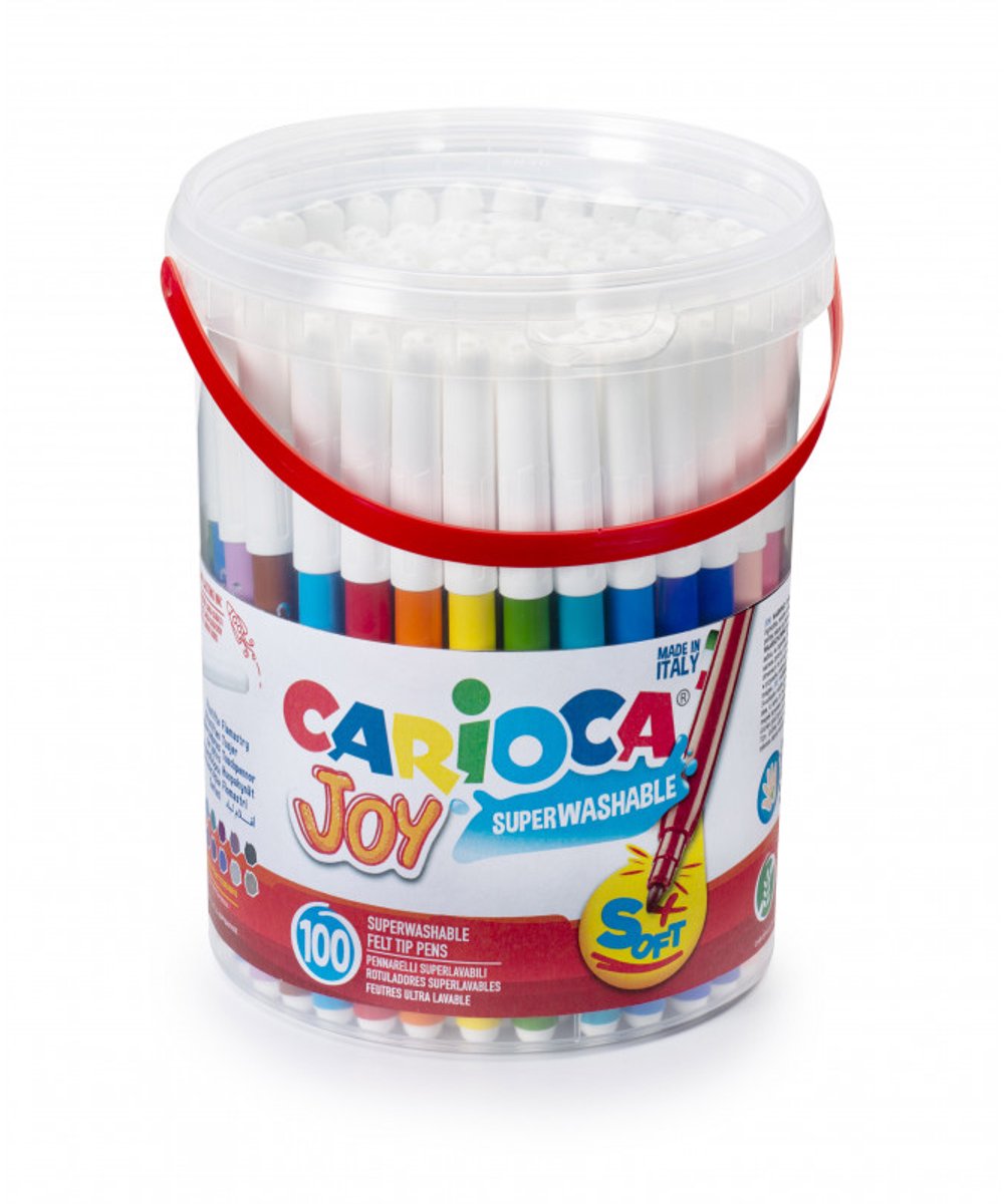 CARIOCA JOY stiften - 100 stuks in pot - Maxi-Punt 6 mm - Afwasbaar - Kleurstiften voor kinderen