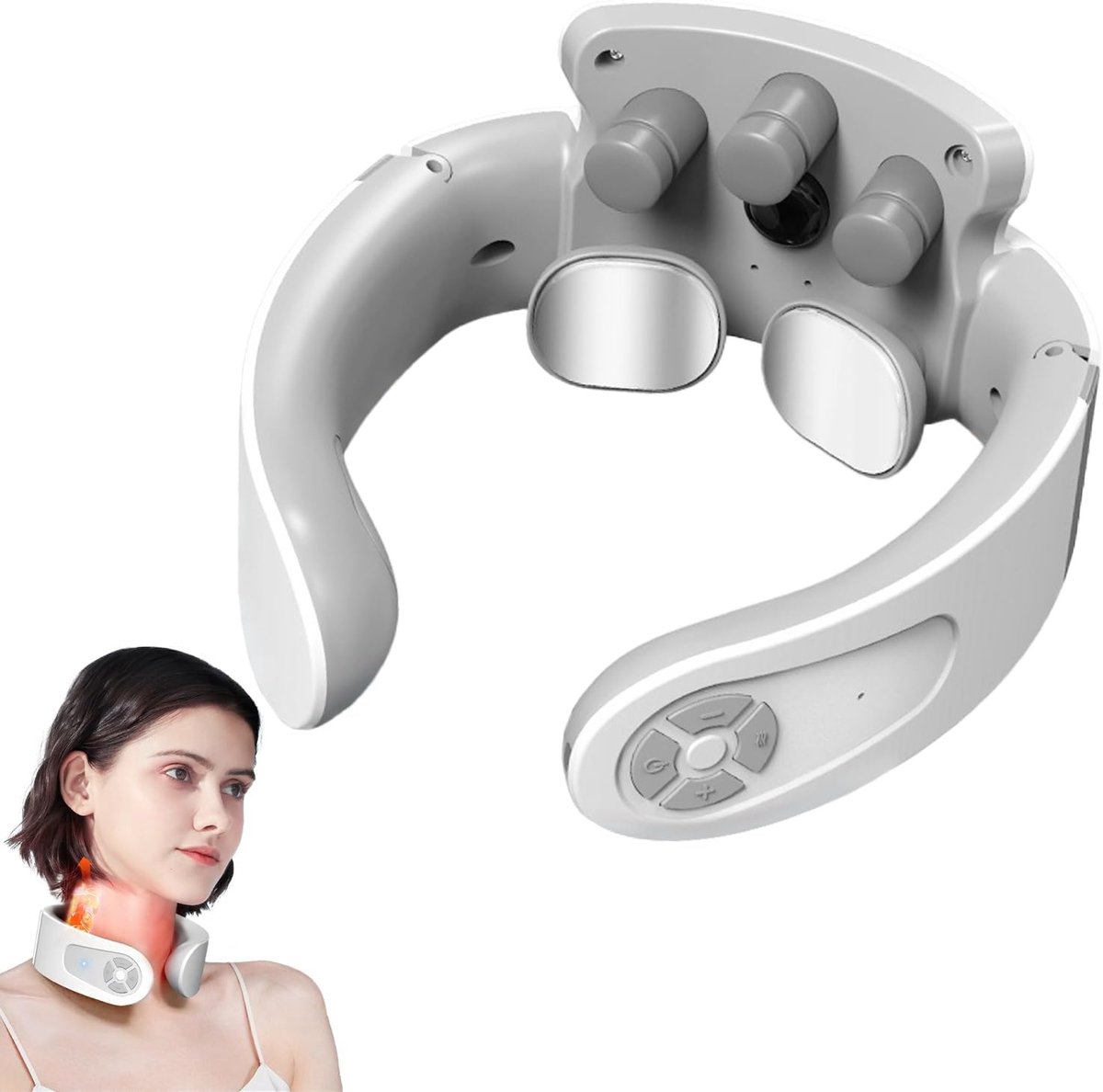 Nekmassageapparaat - Halsmassage - Ontspanning Nek - Intelligente Spraak - 12 x 10 x 8 cm - Wit