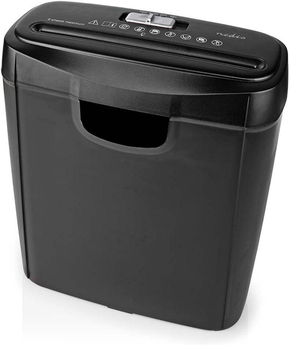 Papierversnipperaar - 6x A4-pagina's - 10 l - Veiligheidsnorm: DIN 2-190 W - Zwart