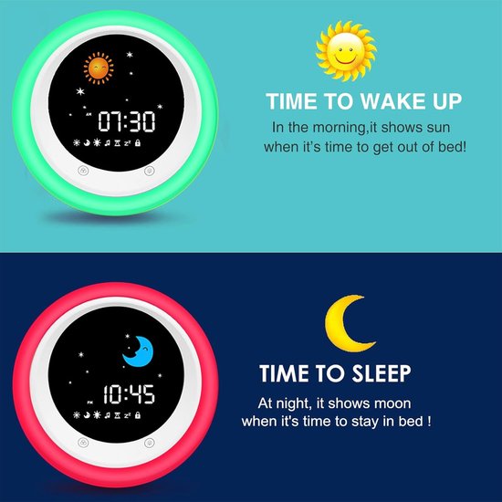 I·CODE Sun & Moon Rise Kids Wekker, Slaaptrainer voor kinderen, Slaapmachine, Wakker Licht & Nachtlicht, Leer Kinderen Dag & Nacht van I·CODE — afbeelding 3