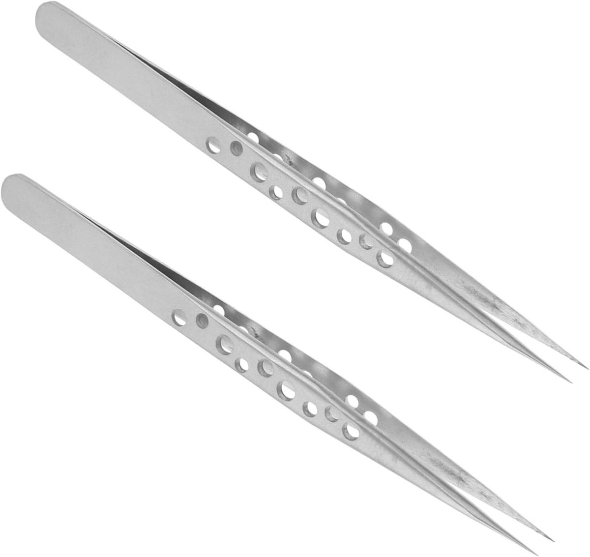 Pincet Set - Precisie Tangen - Klusjes en Hobby - Roestvrij Staal - 2 Stuks - Zilver