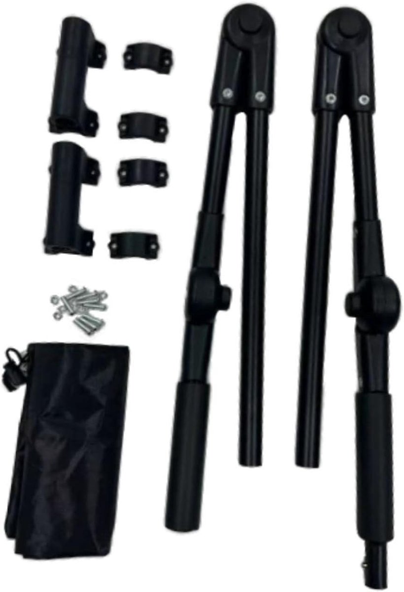 Verstelbare Vouwwagen Handgreep - Trolley Duwstang - Gemakkelijk Transport - Comfortabele Anti-slip Grip - 41x51cm - Zwart