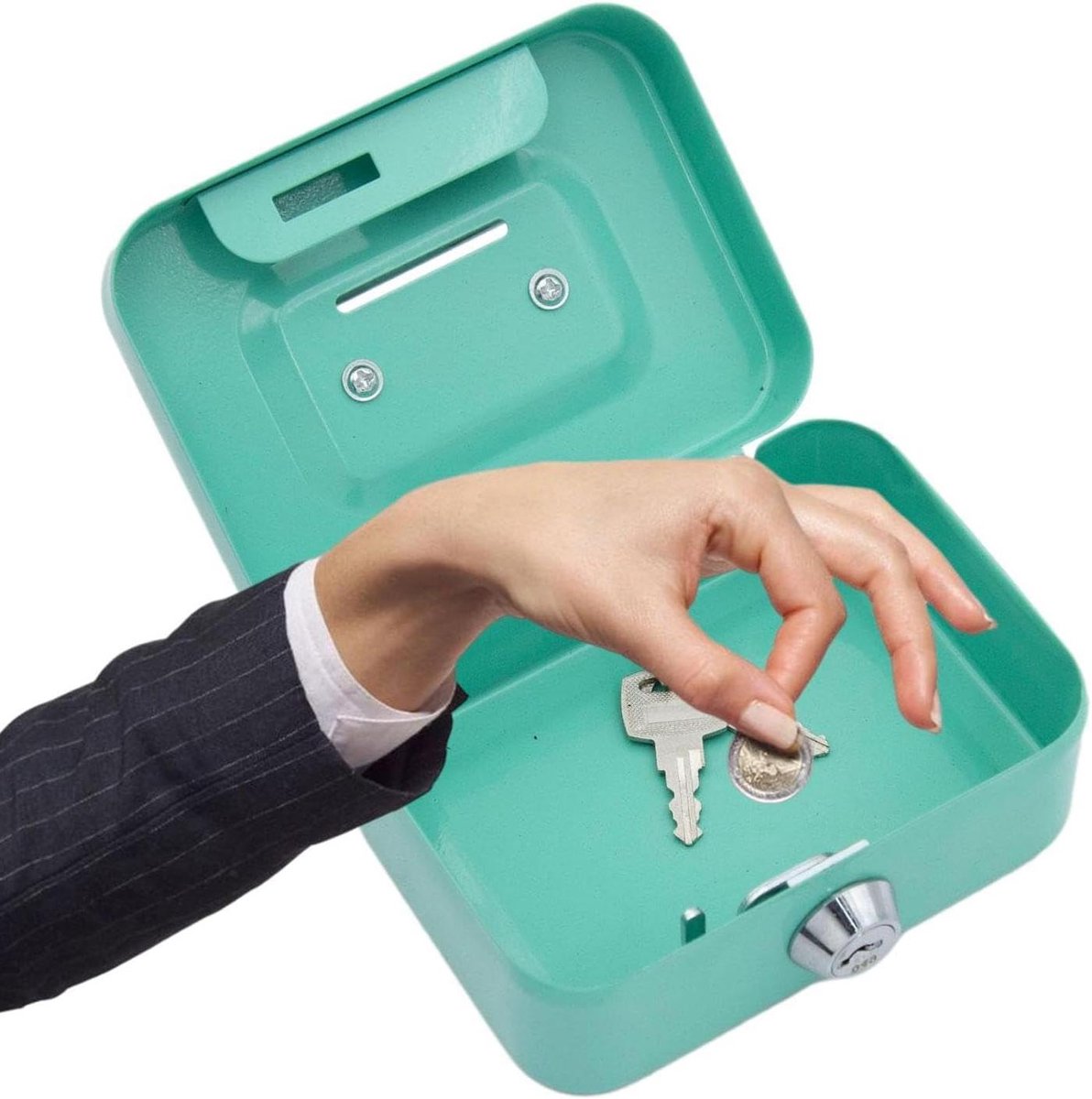 Kleine Geldkluis - Beveiligingsbox Mini - Waardevolle Spullen Opslag - Sleutelvergrendeling - 11.5 x 8.5 cm - Groen
