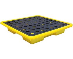 Modulaire Lekbak - Industrieel Platform - Olieverontreiniging Bestrijding - Met Rooster - 130 X 68 Cm - Geel
