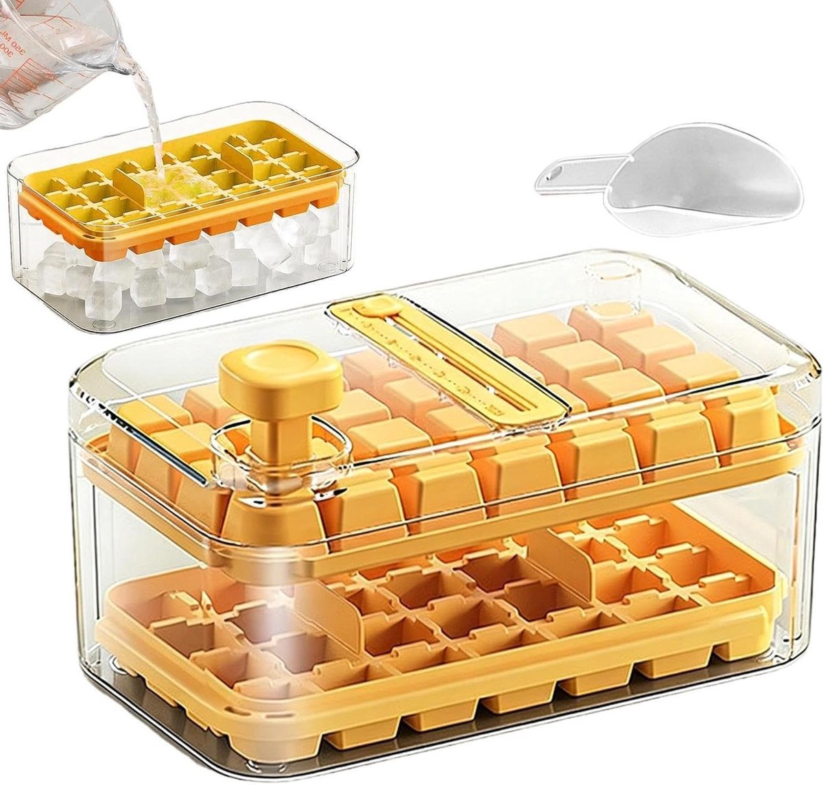IJsblokjes Bak - Vriezer Vorm - Dranken Koelen - Moeiteloze Extractie - 20 x 10 x 9 cm - Beige Geel