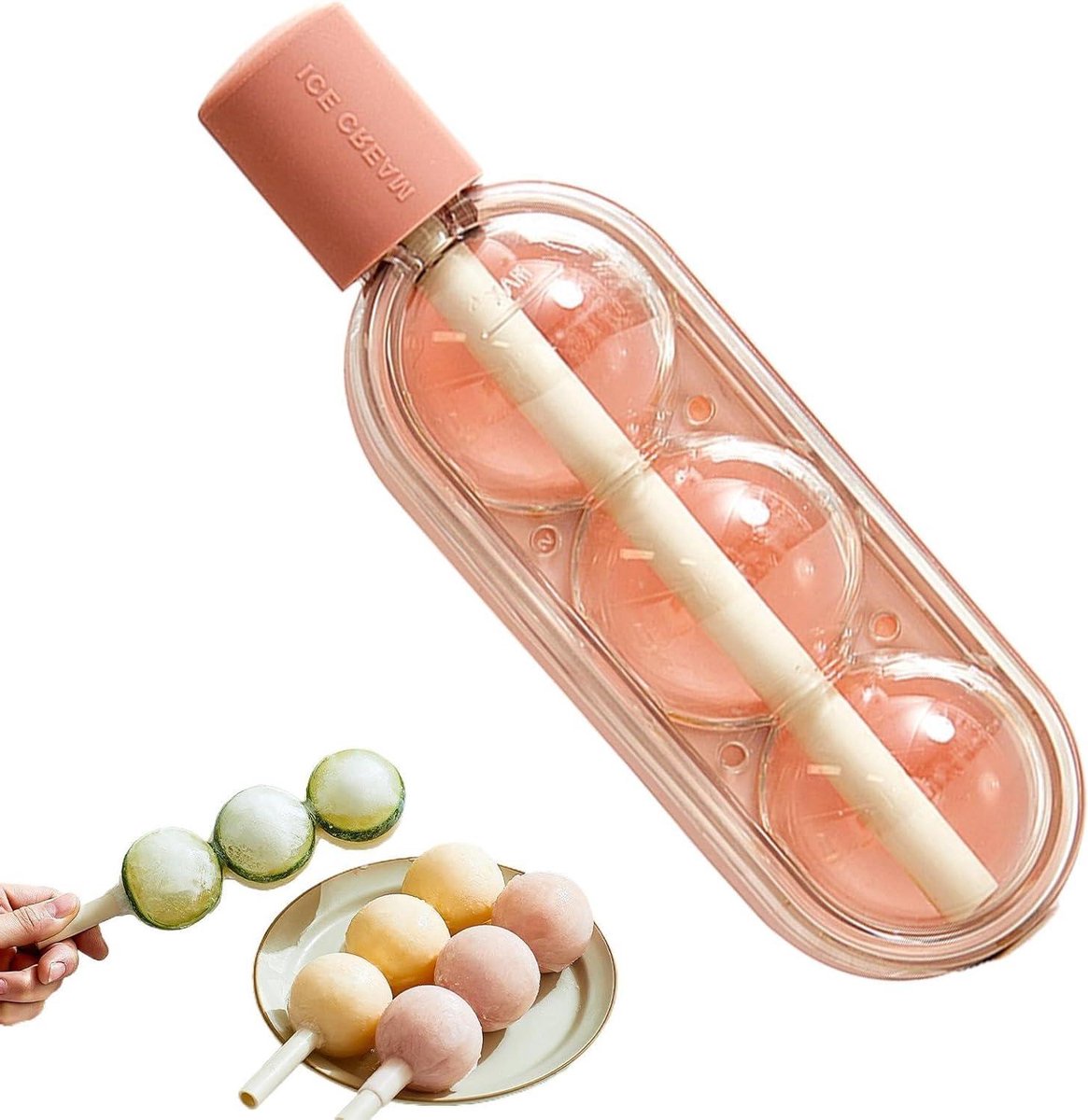 IJsbakje met rietje - Ijsbal Maker - Drankjes Koelen - 2-in-1 Easy Release - 165 cm - Roze