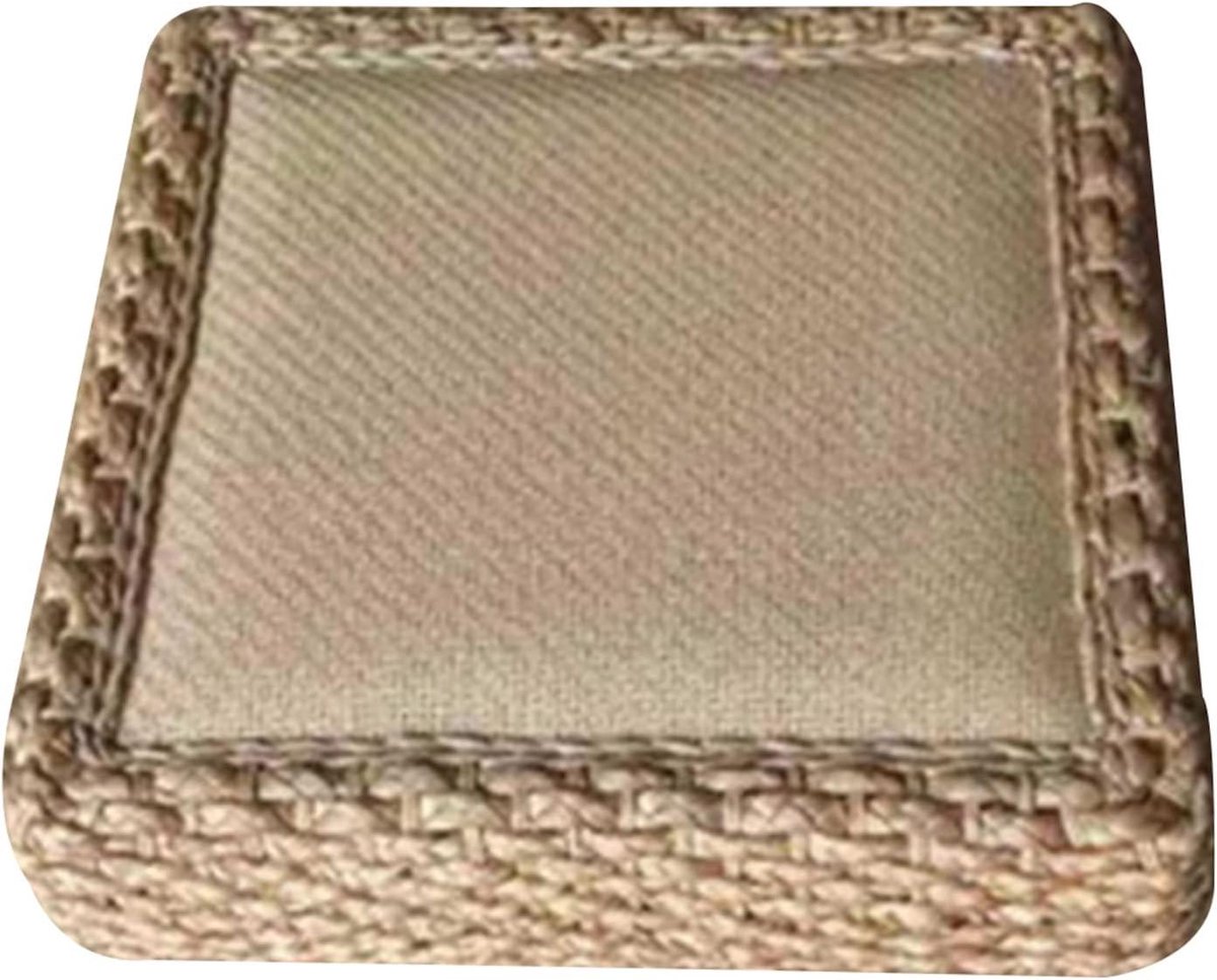 Voetenbankje Rotan - Vloermat Zitting - Ontspannen Zitten - Stabiele Kielconstructie - 60x60CM - Natuurlijk
