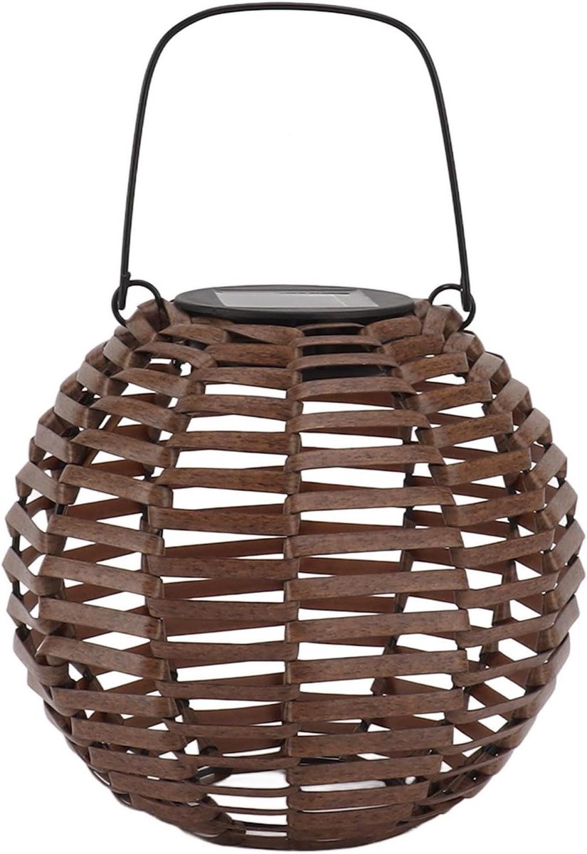 Rotan Zonne Lantaarn - Hanglamp Buiten - Tuin Verlichten - Regelbare Helderheid - 20 x 18.