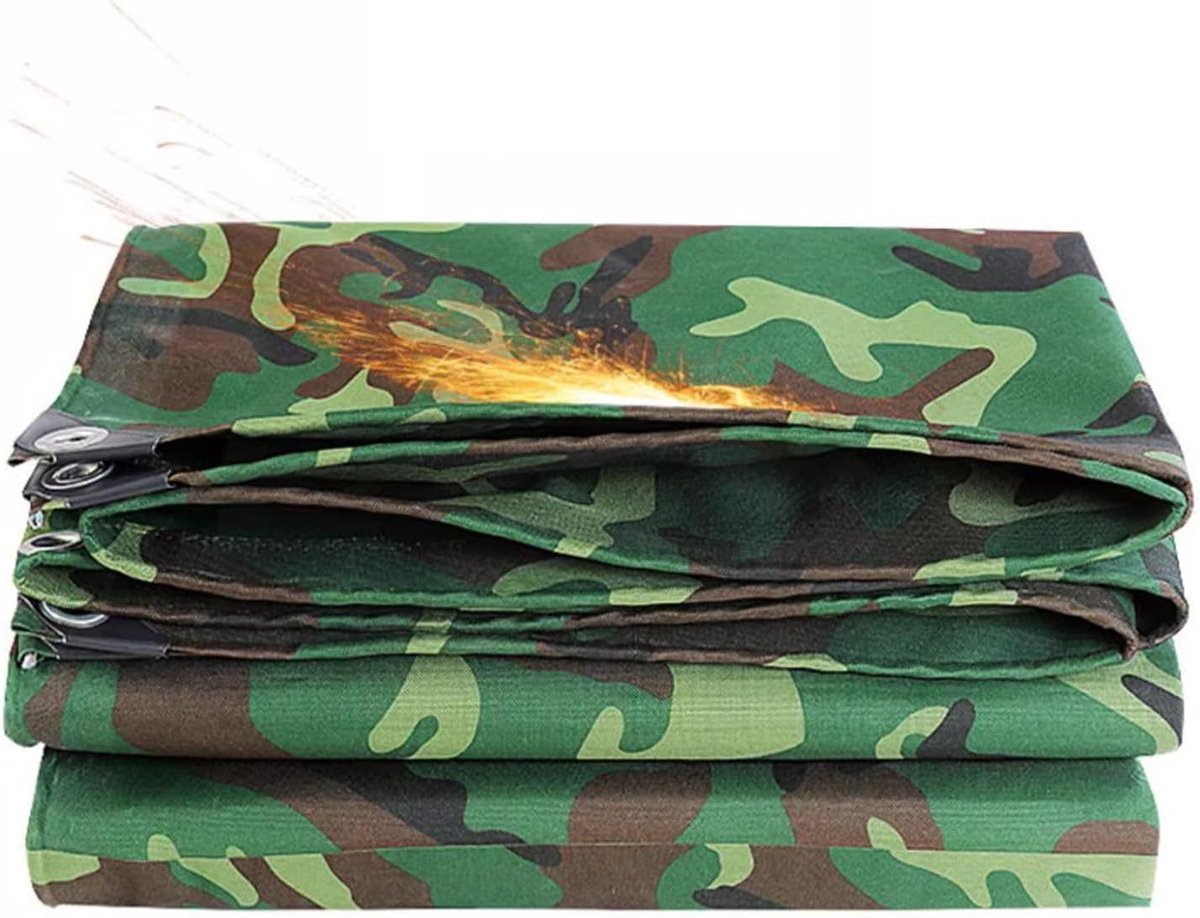 Canvas Dekzeil - Waterdicht Zeil - Buiten Beschermen - Verdikt Herbruikbaar - 1.2x1.5m - Camouflage