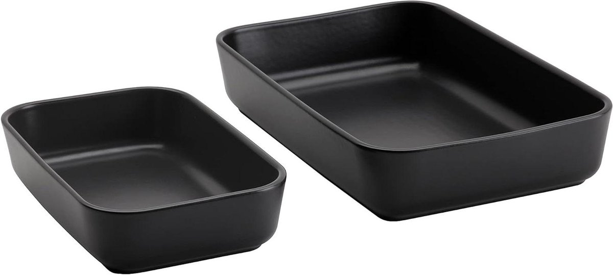 Ovenschaal Set - Serveerschaal Keramiek - Maaltijden Bereiden - Inclusief Deksel - 23 cm - Donkergrijs