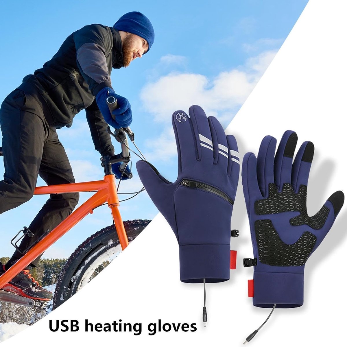 Elektrische handschoenen,Verwarmde handschoenen, USB elektrisch verwarmde thermische handschoenen, Touchscreenhandschoenen voor koud weer, waterdichte verwarmde snowboardhandschoenen voor buiten fiets — cadeau in Sport & Outdoor - foto 5