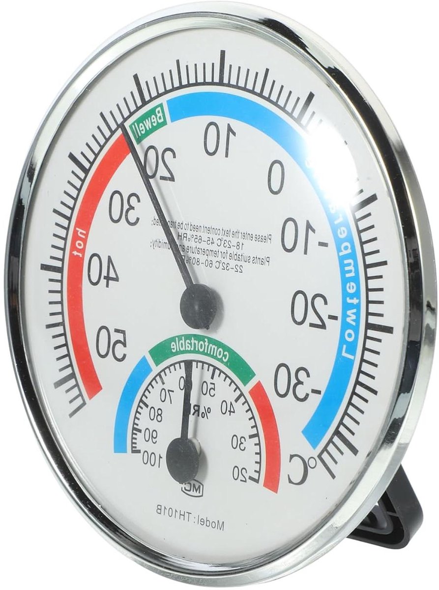 Klimaatmeter Kamer - Thermometer Hygrometer - Klimaat Bewaken - Analoge Weergave - Diameter 13cm - Wit