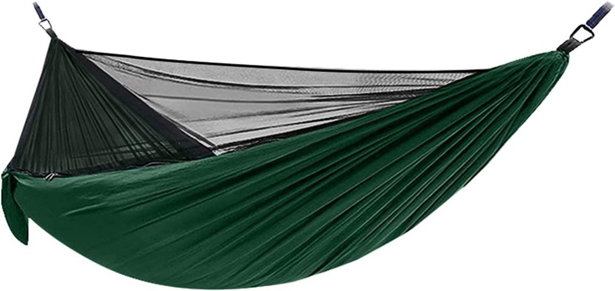 Hangmat met klamboe - Kampeer hangmat - Outdoor ontspanning - Ademend nylon - 290x140 cm - Zwart