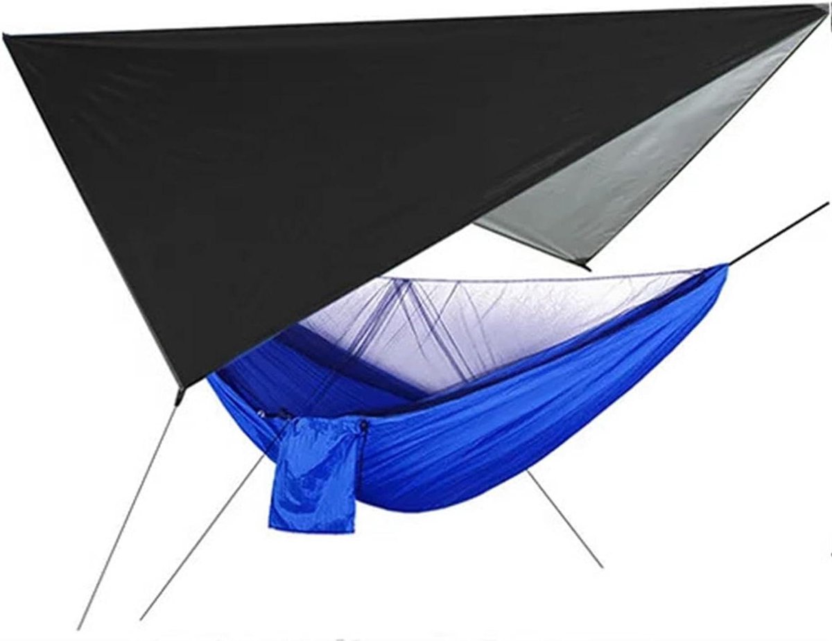 reishangmat Buitenterras Tuinmeubelsets Militair junglenet voor slaaphangmat met klamboe Kampschommel Kamphangmat(Blue black)