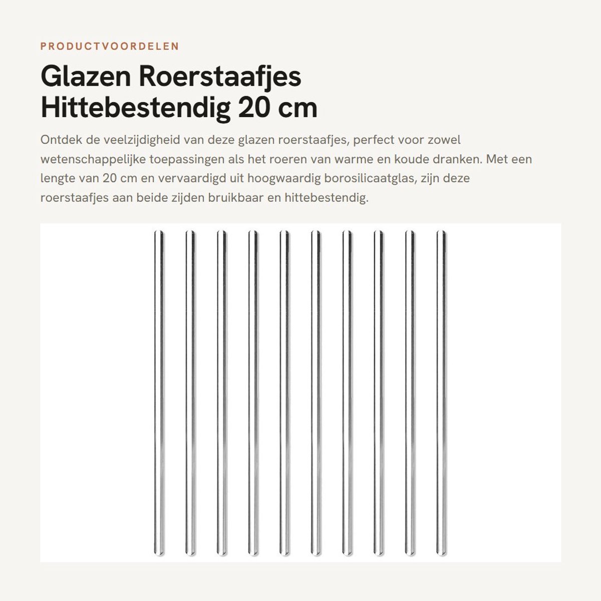 Dailygoods- Roerstaafjes 10 stuks - Hittebestendig - Glazen Mengstokken - Voor Laboratorium - Voor Warme/Koude Dranken - Hoogwaardig Borosilicaatglas - Mengstaafjes