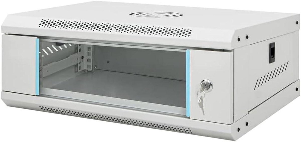Netwerkkast - Serverkast Wandmontage - Apparatuur Organiseren - Vergrendelbare Deur - 4U 53cm - Grijs