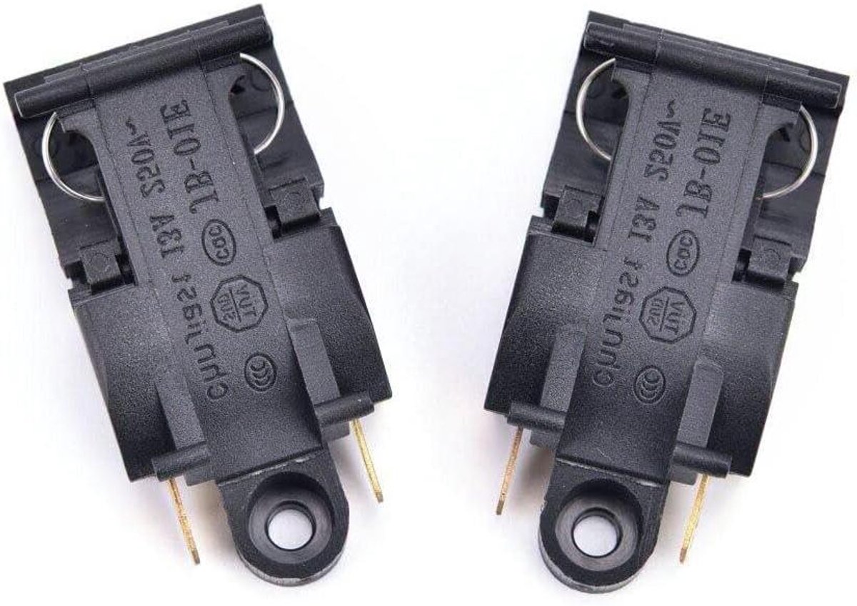 Thermostaatschakelaar Boiler - Waterkoker Onderdeel - Apparaat Reparatie - 2-Pins Aansluiting - 46 x 21 mm - Zwart