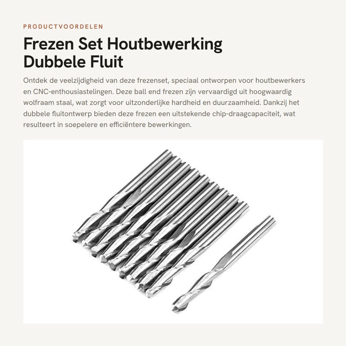Dailygoods- Frezen 10 Stuks - Ball End Frezen - Dubbele Fluit - Lange Frees - CNC Bits - Wolfraam Staal - Houtbewerking - Freesbits