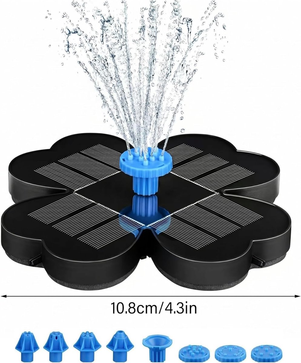 Zonnefontein voor Vogelbad - Solar Fonteinpomp met 8 Sproeikoppen en Verstelbare Paal - Automatische Waterpomp voor Vijver en Tuin - Inclusief Filterwatten - Zwart thumbnail 5