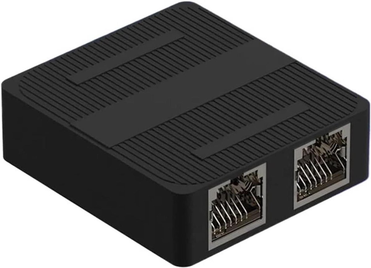 Ethernet Splitter - RJ45 Verdeler - Netwerk Uitbreiding - Gigabit Snelheid - 1 tot 2 - Zwart