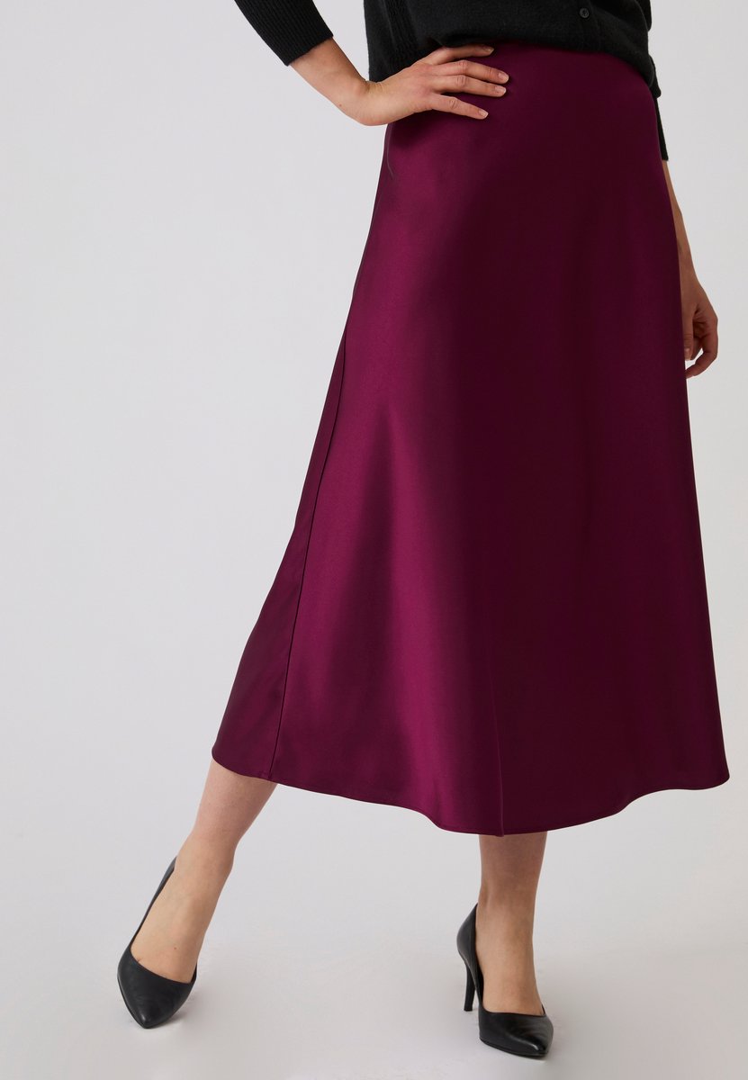 Damart - Lange satijnen rok - Dames - Rood - 44