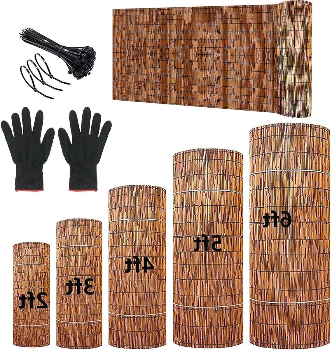 Natuurlijke Rietmat - Bamboe Rol - Privacy Creëren - Dicht Geweven - H80xL1000cm - Bruin