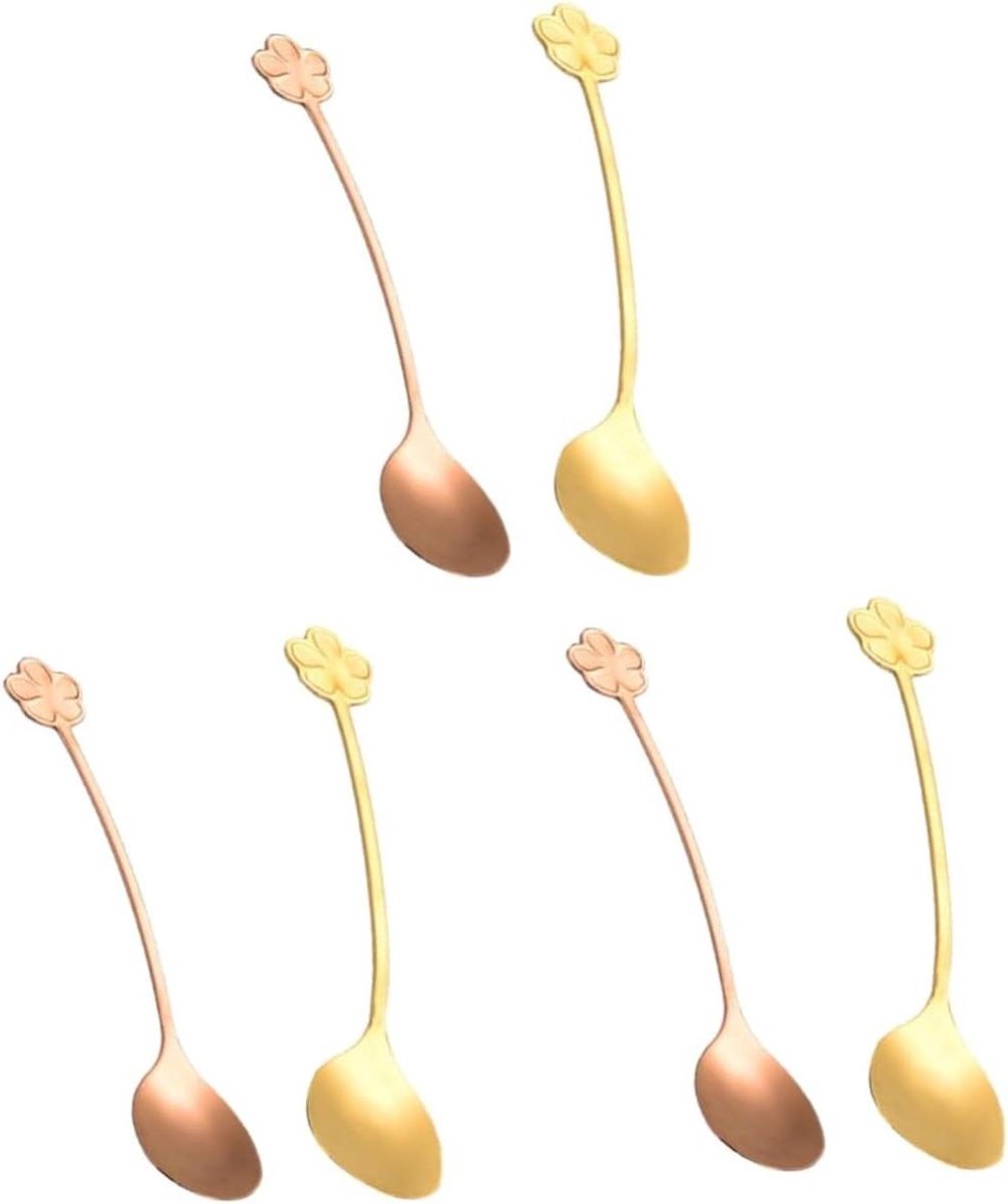 Lepel Set - Theelepels Mixer - Desserts Serveren - Goudkleurig Design - 6 Stuks - Rose Goud
