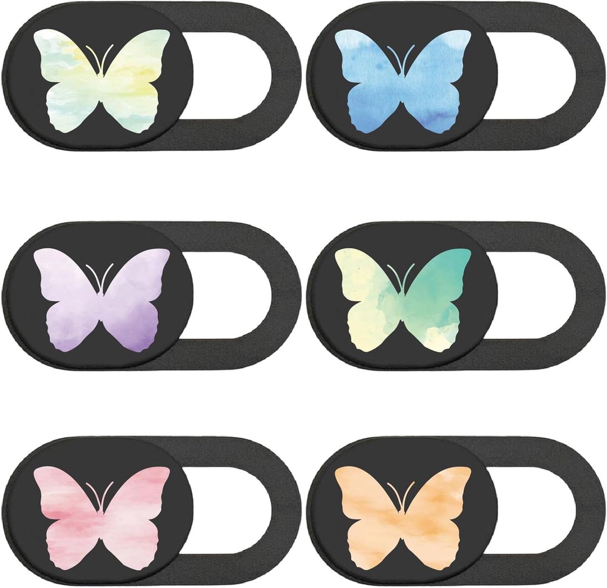 6 stuks schuifafdekking voor mobiele telefooncamera, laptopcamera, vlinderpatroon, bescherming voor privacy en veiligheid