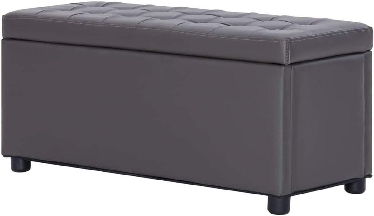 Opbergbank - Zetel Poef - Extra Zitten - Draaibaar Deksel - 88 cm - Grijs